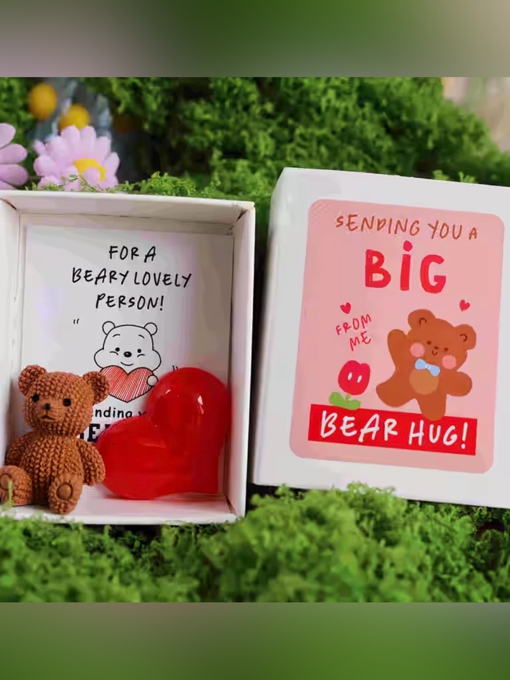 Bear Hug Gift Box with Red Heart and Mini Teddy